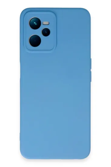 Newface Realme C35 Kılıf Nano içi Kadife Silikon - Mavi resmi