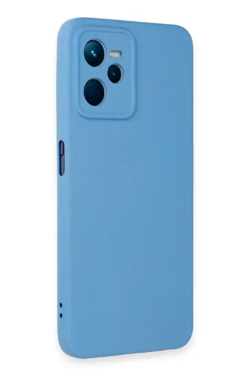Newface Realme C35 Kılıf Nano içi Kadife Silikon - Mavi resmi