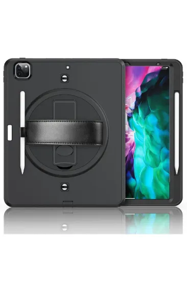 Newface iPad Pro 12.9 (2021) Kılıf Strap-C Otterbox Tablet Kapak - Siyah resmi