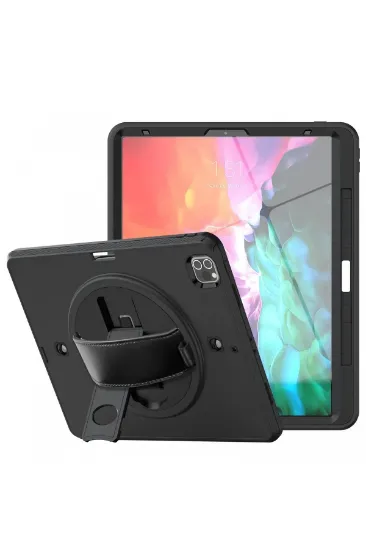 Newface iPad Pro 12.9 (2021) Kılıf Strap-C Otterbox Tablet Kapak - Siyah resmi