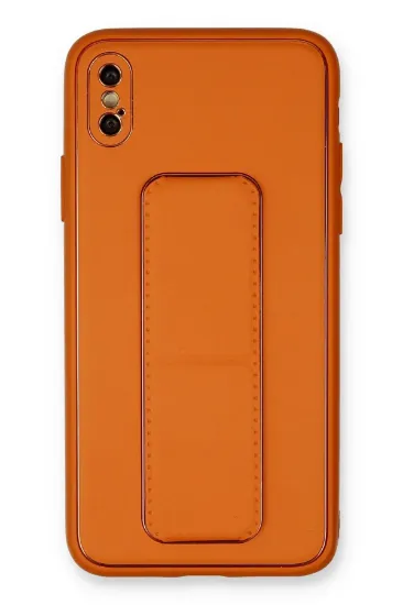 Newface iPhone X Kılıf Coco Deri Standlı Kapak - Turuncu resmi