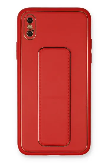 Newface iPhone XS Max Kılıf Coco Deri Standlı Kapak - Kırmızı resmi