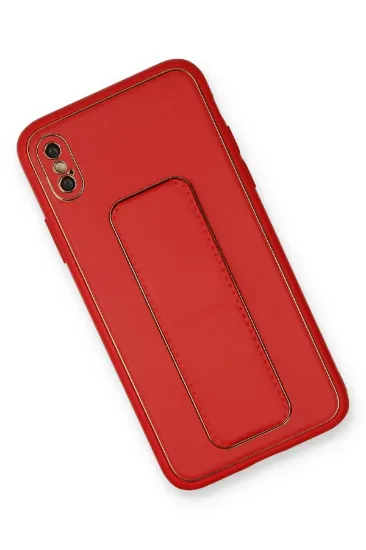 Newface iPhone XS Max Kılıf Coco Deri Standlı Kapak - Kırmızı resmi