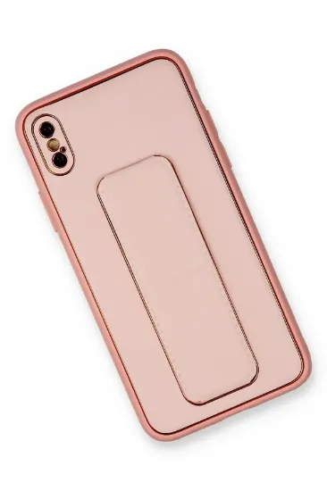 Newface iPhone XS Max Kılıf Coco Deri Standlı Kapak - Pembe resmi