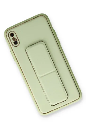 Newface iPhone XS Max Kılıf Coco Deri Standlı Kapak - Su Yeşili resmi