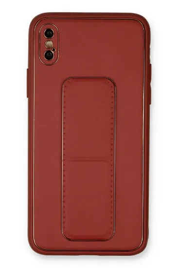 Newface iPhone XS Max Kılıf Coco Deri Standlı Kapak - Fuşya resmi