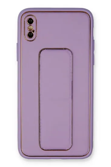Newface iPhone XS Max Kılıf Coco Deri Standlı Kapak - Koyu Lila resmi
