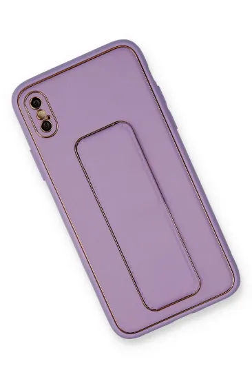 Newface iPhone XS Max Kılıf Coco Deri Standlı Kapak - Koyu Lila resmi