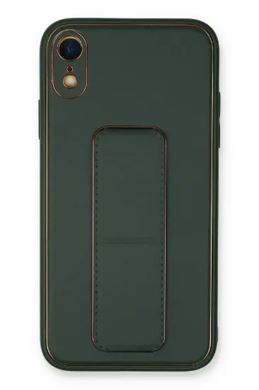 Newface iPhone XR Kılıf Coco Deri Standlı Kapak - Yeşil resmi