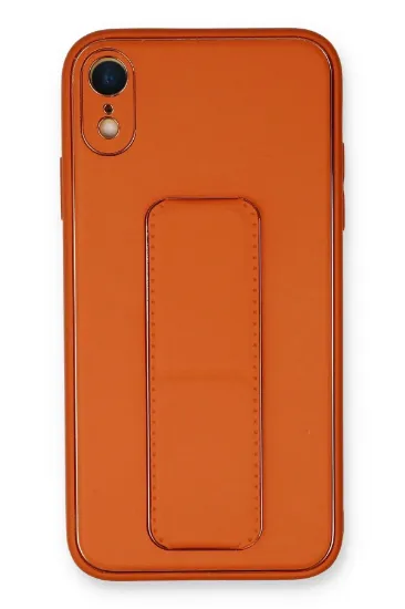 Newface iPhone XR Kılıf Coco Deri Standlı Kapak - Turuncu resmi