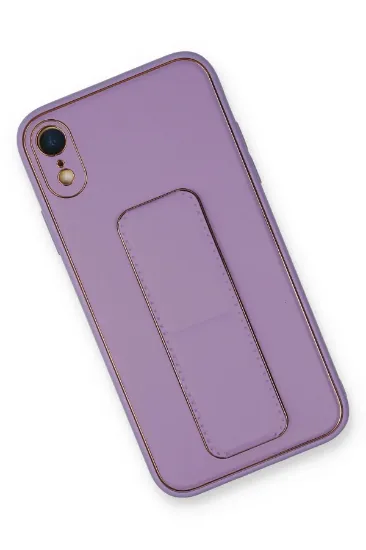 Newface iPhone XR Kılıf Coco Deri Standlı Kapak - Koyu Lila resmi