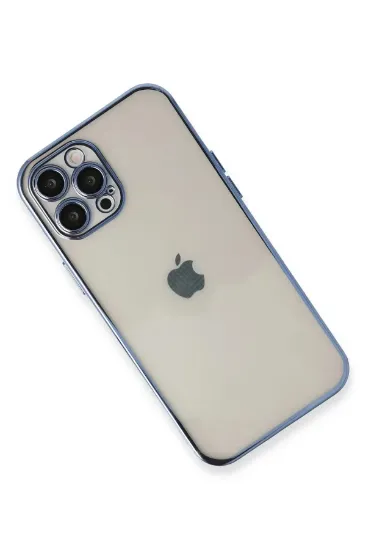 Newface iPhone 12 Pro Max Kılıf Razer Lensli Silikon - Açık Mavi resmi