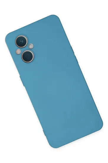 Newface Oppo Reno 7 Lite Kılıf Nano içi Kadife Silikon - Mavi resmi