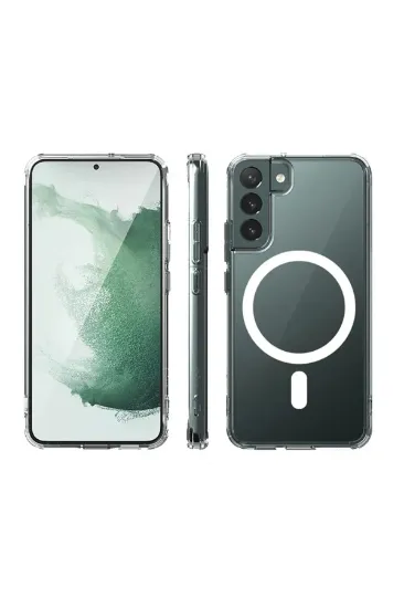 Newface Samsung Galaxy S22 Kılıf Magneticsafe Şeffaf Silikon - Şeffaf resmi