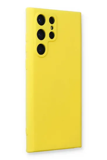 Newface Samsung Galaxy S22 Ultra Kılıf Nano içi Kadife Silikon - Sarı resmi