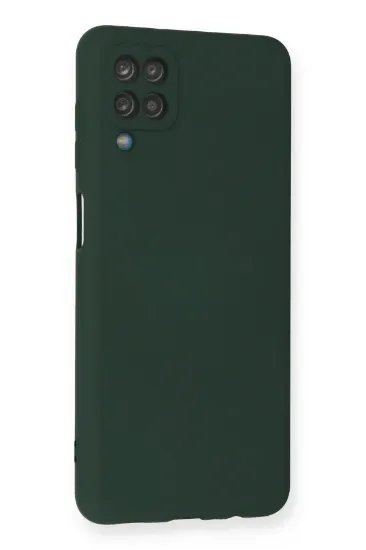 Newface Samsung Galaxy A12 Kılıf Nano içi Kadife Silikon - Koyu Yeşil resmi