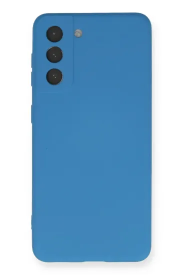 Newface Samsung Galaxy S21 Kılıf Nano içi Kadife Silikon - Mavi resmi