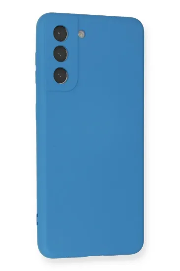 Newface Samsung Galaxy S21 Kılıf Nano içi Kadife Silikon - Mavi resmi