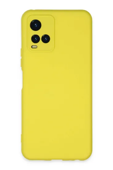 Newface Vivo Y21S Kılıf Nano içi Kadife Silikon - Sarı resmi