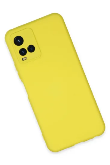 Newface Vivo Y21S Kılıf Nano içi Kadife Silikon - Sarı resmi