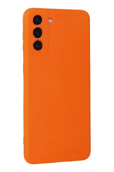 Newface Samsung Galaxy S21 Plus Kılıf Nano içi Kadife Silikon - Turuncu resmi