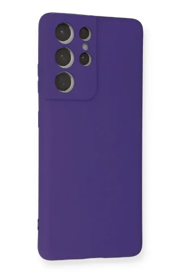 Newface Samsung Galaxy S21 Ultra Kılıf Nano içi Kadife Silikon - Mor resmi