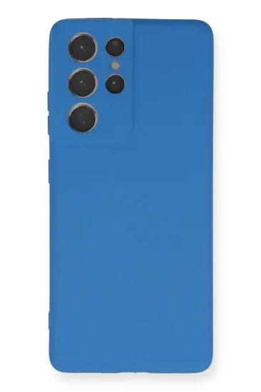 Newface Samsung Galaxy S21 Ultra Kılıf Nano içi Kadife Silikon - Mavi resmi