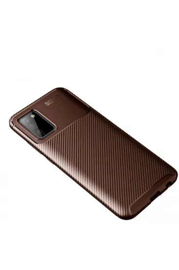 Newface Samsung Galaxy A02S Kılıf Auto Focus Karbon Kapak - Kahverengi resmi