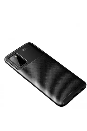 Newface Samsung Galaxy A02S Kılıf Auto Focus Karbon Kapak - Siyah resmi