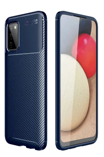 Newface Samsung Galaxy A02S Kılıf Auto Focus Karbon Kapak - Lacivert resmi