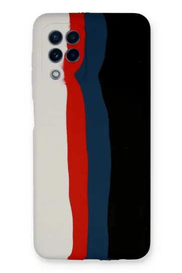 Newface Samsung Galaxy A22 Kılıf Ebruli Lansman Silikon - Beyaz-Siyah resmi