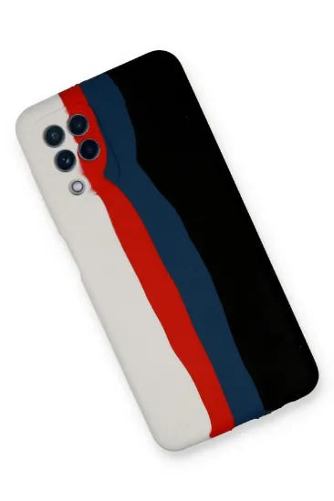 Newface Samsung Galaxy A22 Kılıf Ebruli Lansman Silikon - Beyaz-Siyah resmi