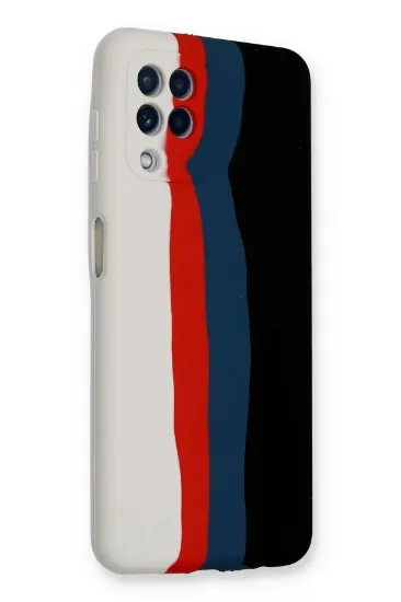 Newface Samsung Galaxy A22 Kılıf Ebruli Lansman Silikon - Beyaz-Siyah resmi