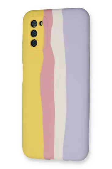 Newface Samsung Galaxy A03S Kılıf Ebruli Lansman Silikon - Sarı-Mavi resmi