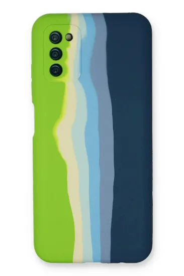 Newface Samsung Galaxy A03S Kılıf Ebruli Lansman Silikon - Yeşil-Koyu Yeşil resmi