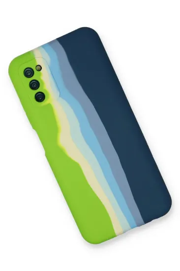 Newface Samsung Galaxy A03S Kılıf Ebruli Lansman Silikon - Yeşil-Koyu Yeşil resmi