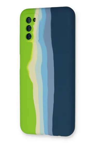 Newface Samsung Galaxy A03S Kılıf Ebruli Lansman Silikon - Yeşil-Koyu Yeşil resmi