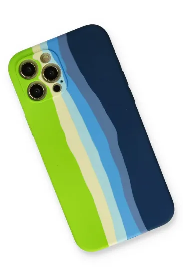 Newface iPhone 12 Pro Max Kılıf Ebruli Lansman Silikon - Yeşil-Koyu Yeşil resmi