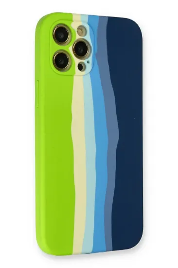 Newface iPhone 12 Pro Max Kılıf Ebruli Lansman Silikon - Yeşil-Koyu Yeşil resmi
