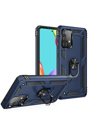 Newface Samsung Galaxy A52 Kılıf Sofya Yüzüklü Silikon Kapak - Lacivert resmi