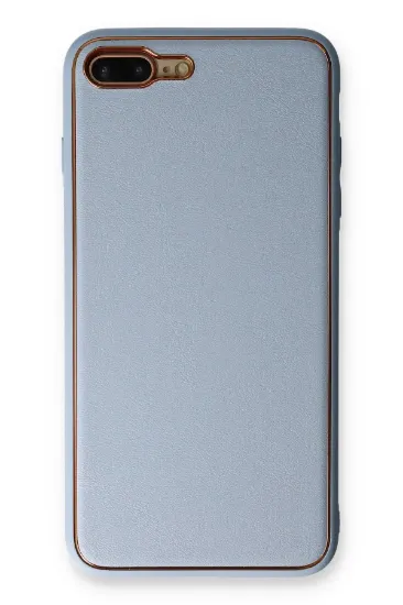 Newface iPhone 7 Plus Kılıf Coco Deri Silikon Kapak - Açık Mavi resmi