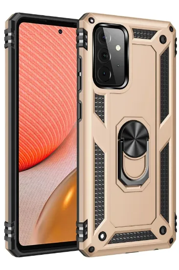 Newface Samsung Galaxy A72 Kılıf Sofya Yüzüklü Silikon Kapak - Gold resmi