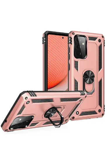 Newface Samsung Galaxy A72 Kılıf Sofya Yüzüklü Silikon Kapak - Rose resmi