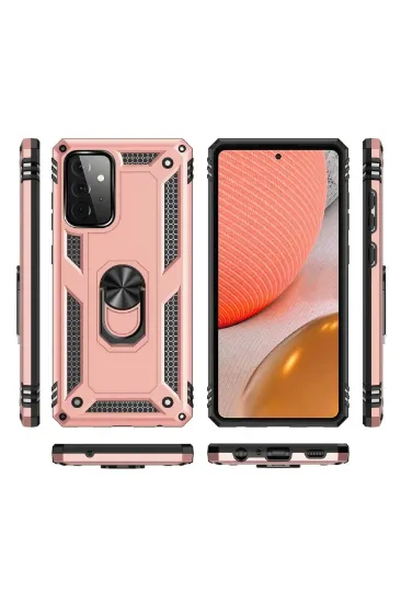 Newface Samsung Galaxy A72 Kılıf Sofya Yüzüklü Silikon Kapak - Rose resmi