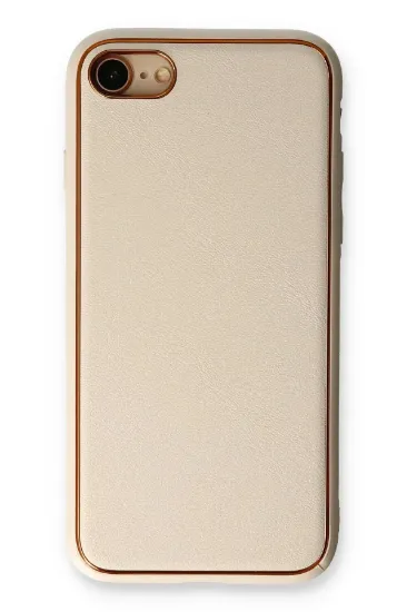 Newface iPhone 7 Kılıf Coco Deri Silikon Kapak - Gold resmi