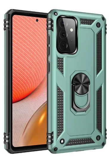 Newface Samsung Galaxy A72 Kılıf Sofya Yüzüklü Silikon Kapak - Yeşil resmi