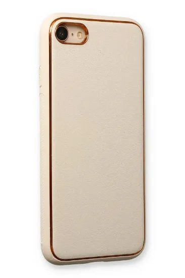 Newface iPhone 7 Kılıf Coco Deri Silikon Kapak - Gold resmi
