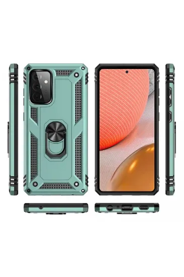Newface Samsung Galaxy A72 Kılıf Sofya Yüzüklü Silikon Kapak - Yeşil resmi
