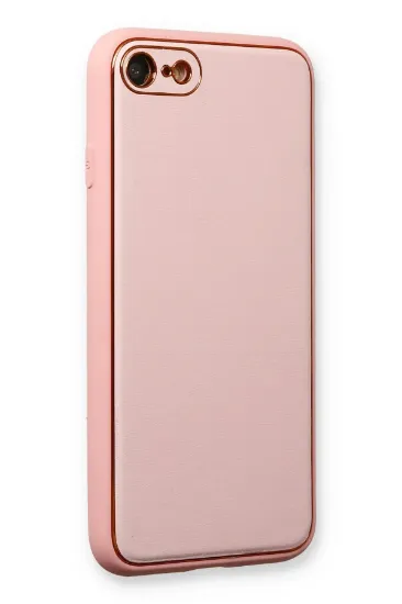 Newface iPhone 7 Kılıf Coco Deri Silikon Kapak - Pudra resmi