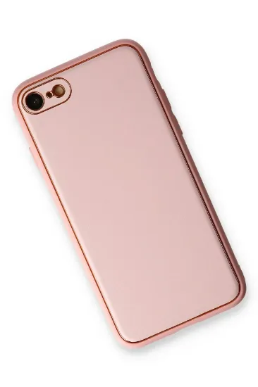 Newface iPhone 7 Kılıf Coco Deri Silikon Kapak - Pudra resmi